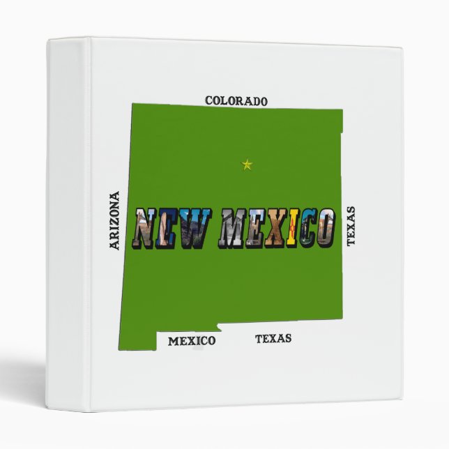 Classeur Nouveau Mexique Plan Plan Texte Photo (Devant/Côté)