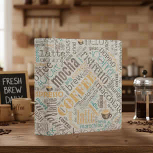 Classeur Nuage de mots Café sur toile de jute Sarcelle ID28