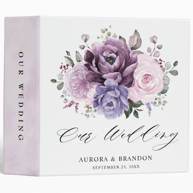 Classeur Nuances de pourpre Dusty fleurs Moody Floral Maria (Devant/Côté)