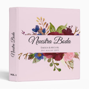 Classeur NUESTRA BODA de Flores Burdeos BURGUNDY
