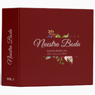 Classeur NUESTRA BODA de Flores Burdeos BURGUNDY