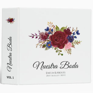 Classeur NUESTRA BODA de Flores Burdeos BURGUNDY