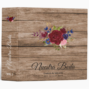 Classeur NUESTRA BODA de Flores Burdeos BURGUNDY