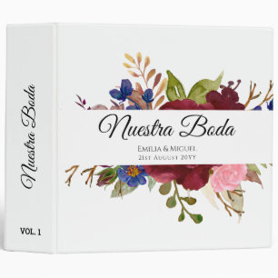 Classeur NUESTRA BODA de Flores Burdeos BURGUNDY