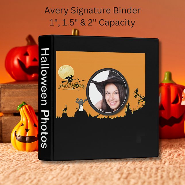 Classeur Nuit d'Halloween à Orange Glow Ajouter votre photo (Halloween Night in Orange Glow Add Your Photo Binder)