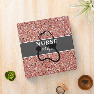Classeur Nurse Rose Rose Rose Rose Parties scintillant d'or
