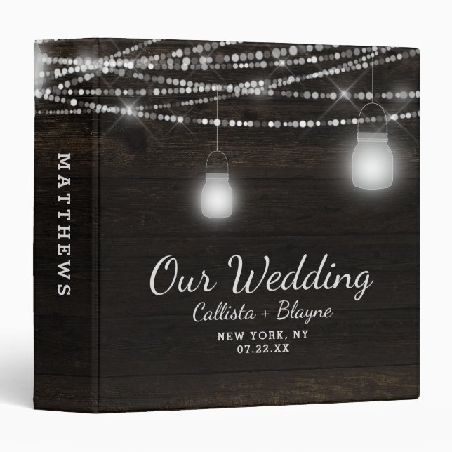 Classeur Oak Ridge Rustic Dark Wood Mariage Album photo (Devant/Côté)
