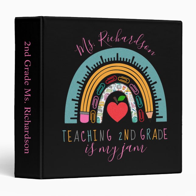 Classeur Objets scolaires L'enseignement arc-en-ciel est ma (Devant/Côté)