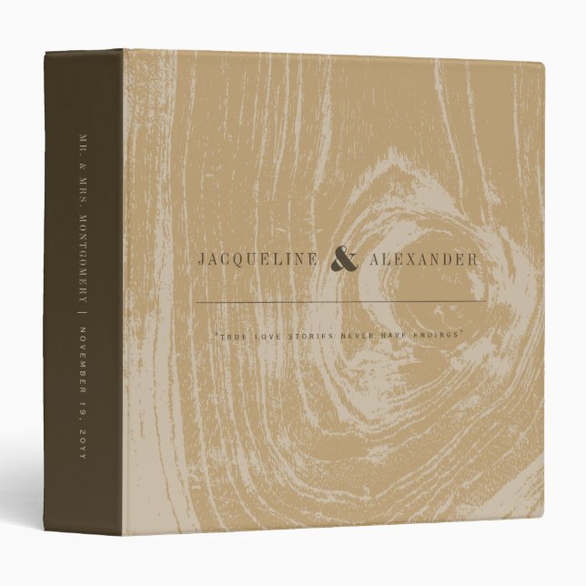 Classeur Ochre Rustic Woodgrain Journal Mariage de automne  (Devant/Côté)
