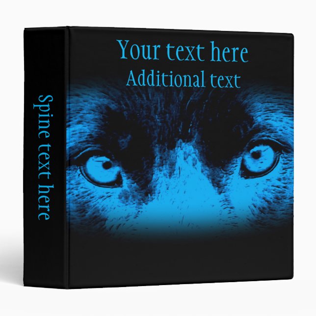 Classeur Oeil de chien intense en bleu personnalisé (Devant/Côté)