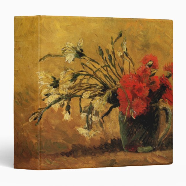 Classeur Oeillets rouges et blancs par Vincent van Gogh (Devant/Côté)
