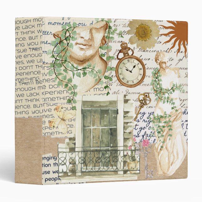 Classeur Œuvre d'art collage classique statue romaine scrap (Devant/Côté)