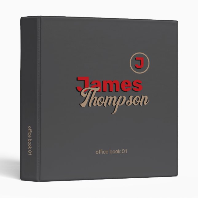 Classeur Office Book bold nom gris foncé (Devant/Côté)