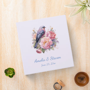 Classeur Oiseau chanteur debout sur des pivoines roses mari