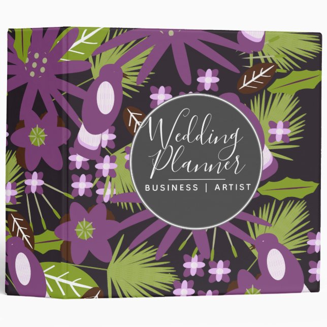 Classeur Oiseau violet Floral Jardin Planificateur de maria (Devant/Côté)