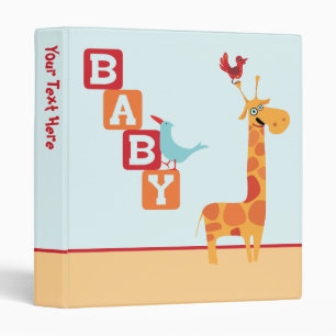 Classeur Oiseaux amusants et enfants en girafe