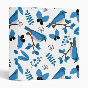 Classeur Oiseaux bleus, papillons, fleurs et branches