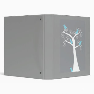 Classeur Oiseaux bleus sur un arbre blanc tourbillonnant mo