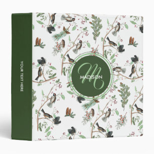 Classeur Oiseaux de poulet Berries et Pinecones Monogrammes
