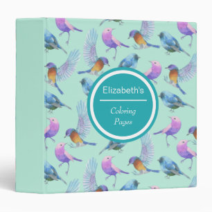 Classeur Oiseaux exotiques sauvages Motif d'aquarelle