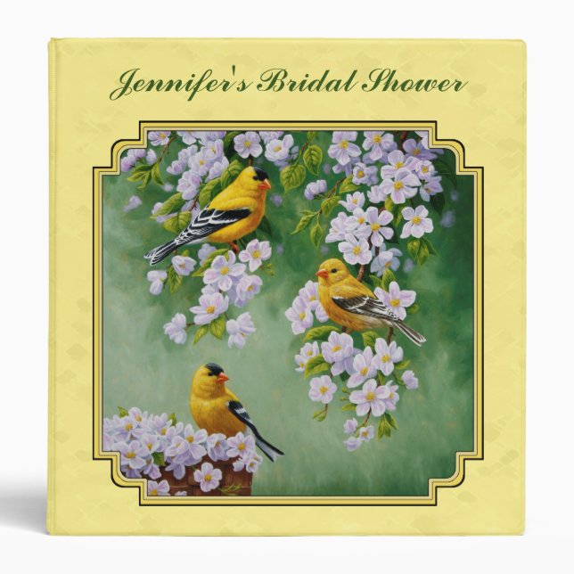 Classeur Oiseaux Goldfinch et fleurs de pomme Jaune (Devant)