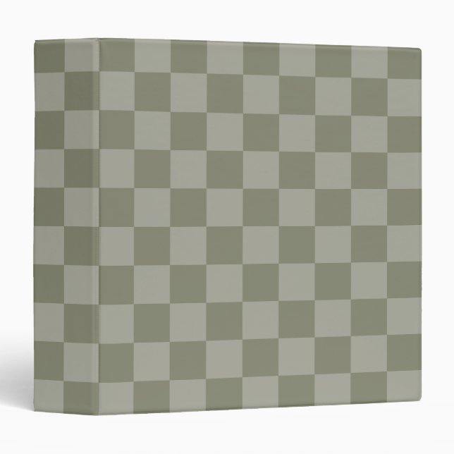 Classeur Olive Green and Gray Checkered Pattern Design (Devant/Côté)
