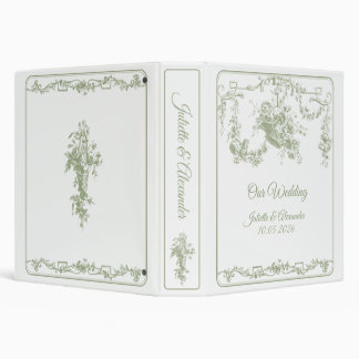 Classeur Olive Green Toile de Jouy Wedding Binder