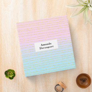 Classeur Ombre bleu rose avec lignes or