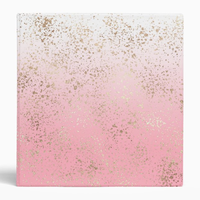 Classeur Ombre rose blanc éclaboussé d'or flakes (Devant)