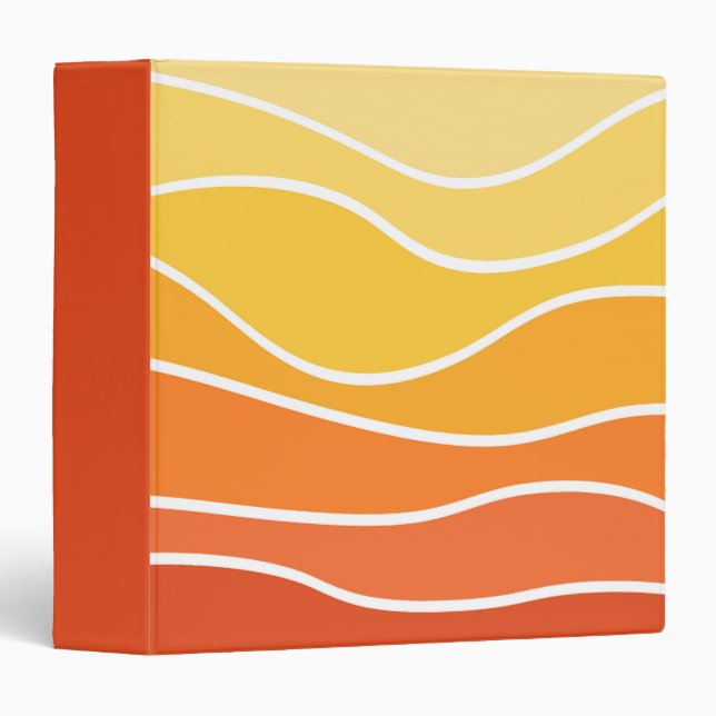 Classeur Ondes de style rétro jaune et orange (Devant/Côté)