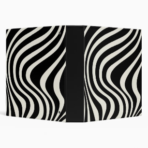 Classeur Ondes de style rétro noir et blanc