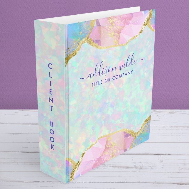 Classeur Opal Gemstone Pastel Iridescente Moderne Élégant (Créateur téléchargé)