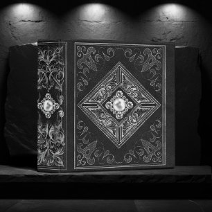 Classeur Opulence Ornée Fleur de Farine de Bijou Noir et
