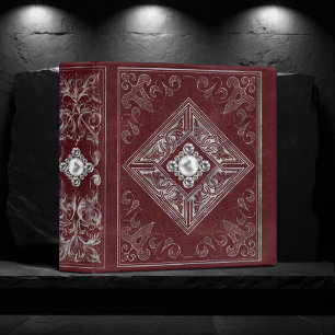 Classeur Opulence Ornée Portfolio à Bijoux Rouge et Argen