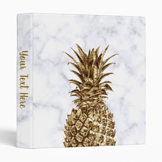 Classeur Or assez girly élégant et ananas de marbre blanc (Devant/Côté)