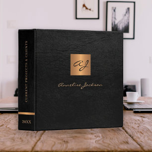 Classeur Or élégant monogrammé cuir classe