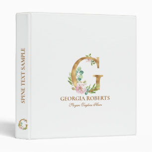 Classeur Or et fleurs en lettres Monogram G