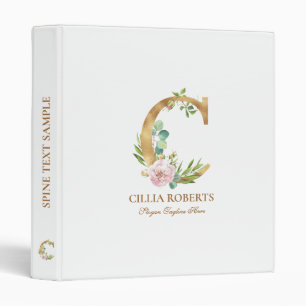 Classeur Or et fleurs en lettres Monogramme C