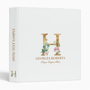 Classeur Or et fleurs en lettres Monogramme H
