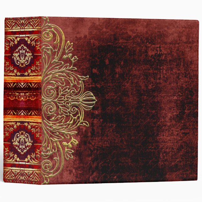 Classeur Or fleuri et tome antique rouge (Devant/Côté)