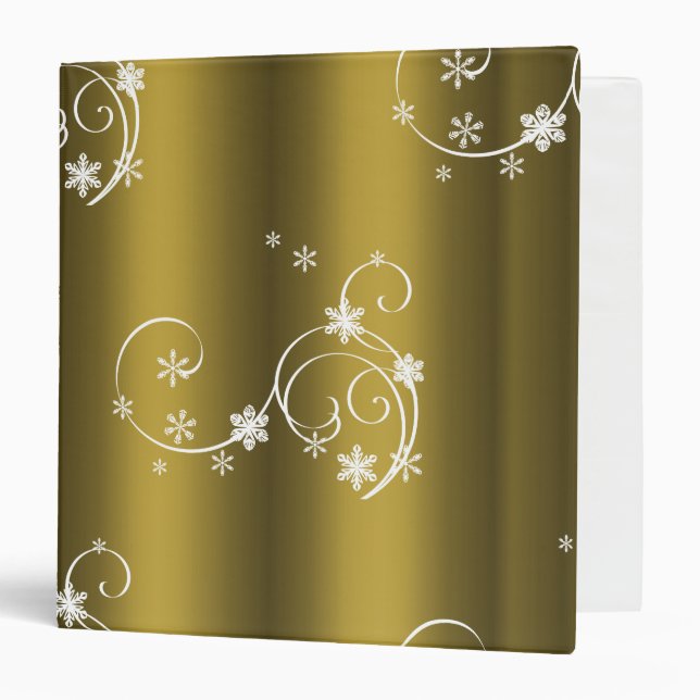 Classeur Or métallique, Fils blancs Noël (Devant/Intérieur)