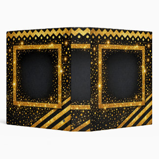 Classeur Or Noir Points Rayures Paillettes Brillance Glamou