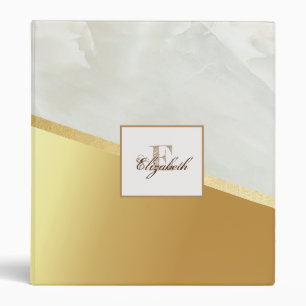 Classeur Or Or tendance, marbre blanc, monogramme