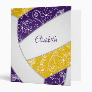 Classeur or pourpre avec fleurs cachemire volleyball boho