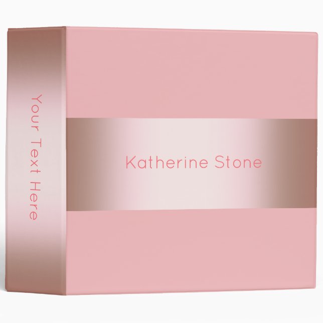 Classeur Or rose de poussin moderne élégant et bande rose (Devant/Côté)