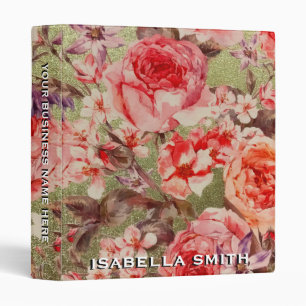 Classeur Or Rose Floral Fleur Raspberry Rose Aquarelle
