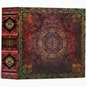 Classeur Or rouge et tome antique de documents royaux noirs