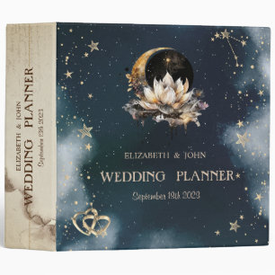 Classeur Or Soleil Céleste Lune, Étoiles Lotus Ciel Nocturn