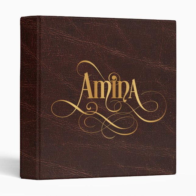 Classeur Or tourbillonnant personnalisé d'Amina de (Devant/Côté)