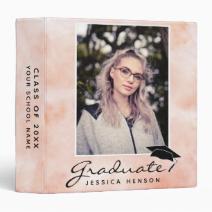 Classeur Orange Aquarelle Script Graduation Album photo